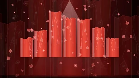 Abstract 3D Red Bar Graph Animation Representing Financial Growth and Market Stock Footage 343869404