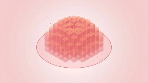 Abstract 3D Red Cubes Grid with Concentric Circles Background, Data Visuali.. Stock Footage 346659931