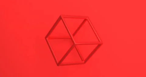 Abstract 3d Red geometric WireCube  background Stock Footage 170317419
