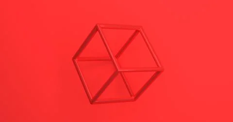 Abstract 3d Red geometric WireCube  background Illustrazione stock