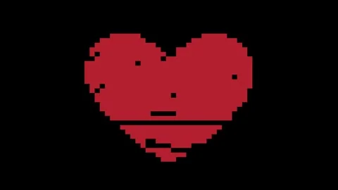Abstract 3D Red Pixel Heart with Running Glitch Lines. Seamless Loop 8K Stock Footage 339072293