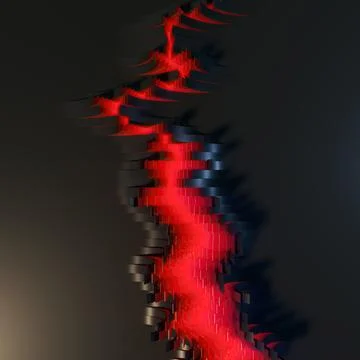 Abstract 3D Relief Neon Red Crack on Dark Background イラスト素材