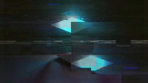 Abstract 3D render of 80s retro spinning geometric cube. Modern neon glitch. Stock-Footage 128951836