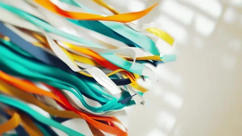 Abstract 3d render animation motion ribbons layers cloth fluttering  Stock Footage 275721115