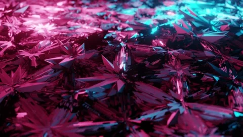 Abstract 3D Render Animation Shining Metallic Lattice And Spikes Stock Footage 169960489
