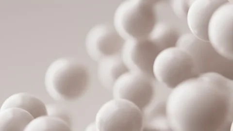 Abstract 3D render animation slow motion moving milky white milk orbs matte Stock Footage 282958806