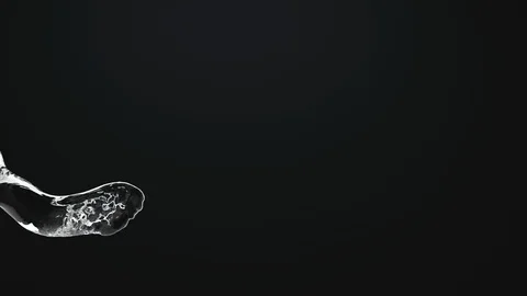 Abstract 3D render animation of splashing and pouring crystal transparent water  Stock Footage 128817573