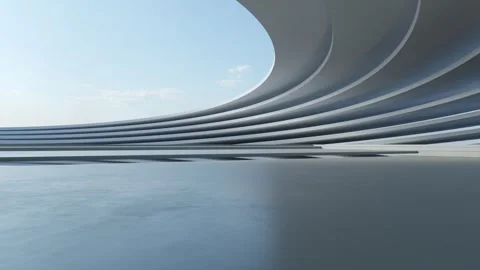 Abstract 3D Render Architecture, Minimalist curved exterior 库存影片 333817931