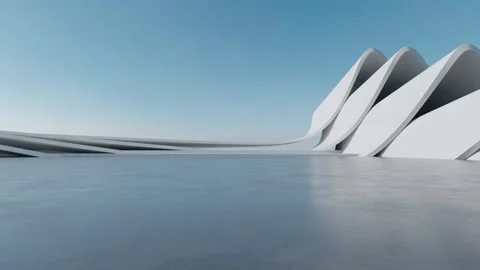 Abstract 3D Render Architecture, Minimalist curved exterior 库存影片 333818030