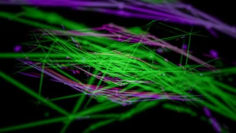 Abstract 3D render background of interconnecting green and purple futuristic sci Stock Illustration