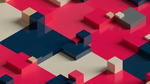 Abstract 3d render background made of rectangular shapes. Simple geometric fo 스톡 일러스트