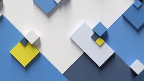 Abstract 3d render background made of rectangular shapes. Simple geometric fo Stock Illustration