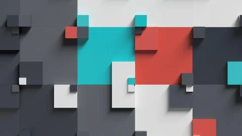 Abstract 3d render background made of rectangular shapes. Simple geometric fo Stock Illustration