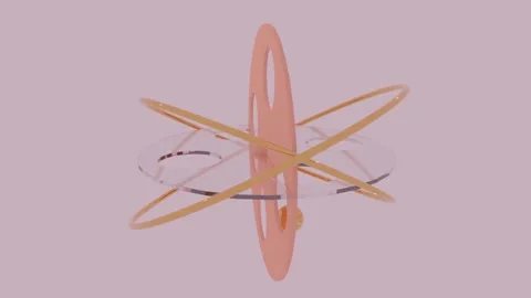 Abstract 3d render of ball sphere going through rings and holes on pastel colors Stock Footage 246415872