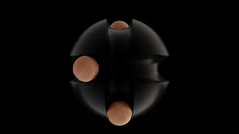 Abstract 3D render of black and copper loopable spheres on black background Stock Footage 246545025