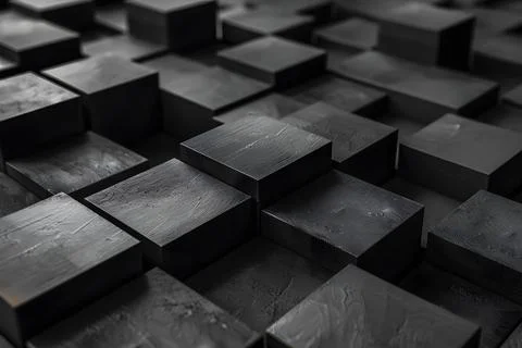 Abstract 3d render of black cubic shapes Stock Photos