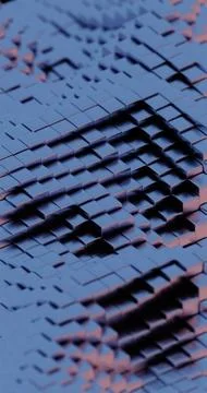 Abstract 3D Render of Blue and Purple Cubes - Geometric Pattern with Hexagona Illustrazione stock