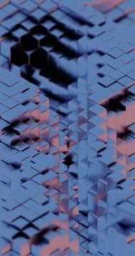 Abstract 3D Render of Blue and Purple Cubes - Geometric Pattern with Hexagona イラスト素材