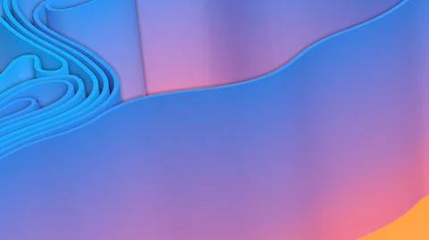 Abstract 3D render blue orange spline strips rows light and shadow curves Illustrazione stock