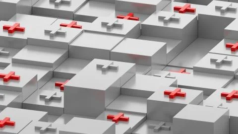 Abstract 3d render of box in perespective Illustrazione stock