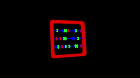 Abstract 3D Render of Brightly Colored Digital Abacus on Black Background Video stock 341921457