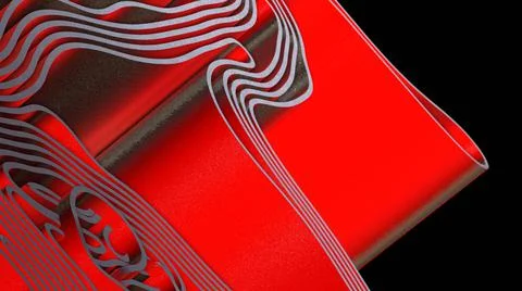 Abstract 3D render colorful red spline strips rows light and shadow curves  Stock Photos