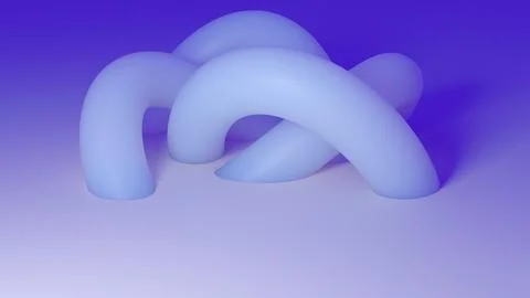 Abstract 3D render of a complex blue torus knot with glowing edges. 스톡 일러스트