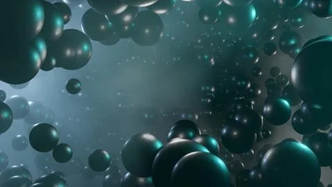 Abstract 3d render of composition metallic spheres, modern background design Stock Illustration