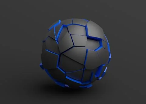 Abstract 3D Render of Cracked Sphere Stock Illustration