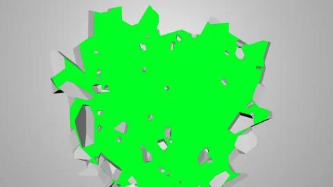 Abstract 3d render of cracked wall, destruction, explosion broken white wall Illustrazione stock