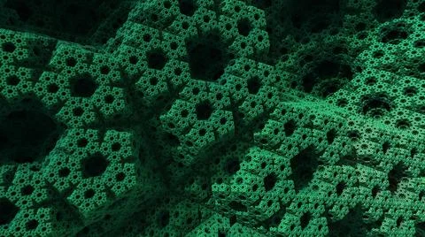 An abstract 3D render of creative hexagon patterns - Digital fractal artwork  Illustrazione stock