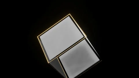 Abstract 3d render cube with glass and golden elements. Simple 3d motion graphic Video stock 219024304