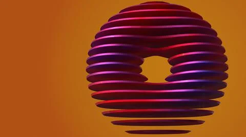 Abstract 3D Render, dark orange background with purple round object Stock Illustration