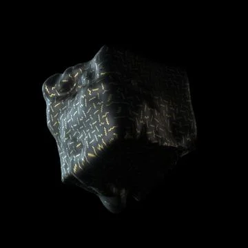 Abstract 3d render of deformed geometry. Golden pattern. Modern element. Cube Stock Illustration