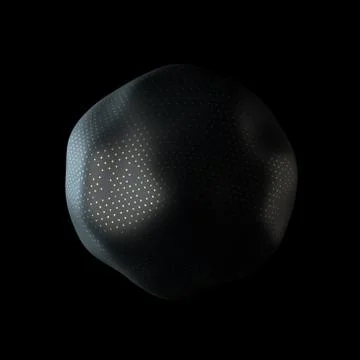 Abstract 3d render of deformed geometry. Golden pattern. Modern element. Sphe Stock Illustration