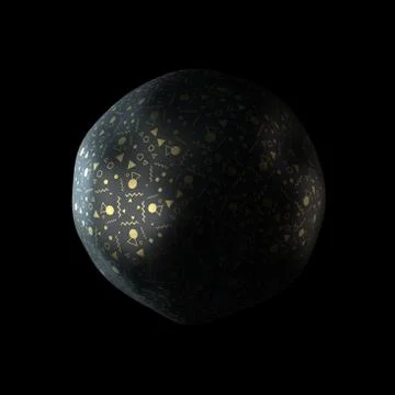 Abstract 3d render of deformed geometry. Golden pattern. Modern element. Sphe Stock Illustration