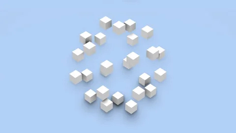 Abstract 3d render of disassembled and assembled white cube Stock Footage 246558420
