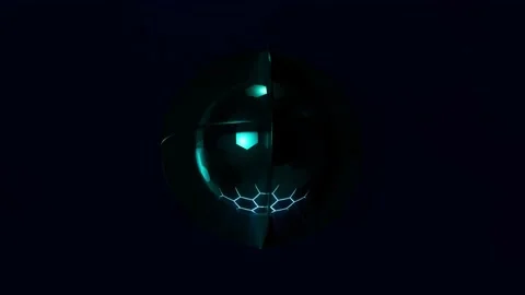 Abstract 3D render futuristic shiny sphere and objects rotating transforming Stock Footage 200947429