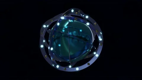 Abstract 3D render futuristic shiny sphere and objects rotating transforming Stock Footage 200947452