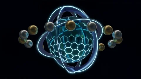 Abstract 3D render futuristic shiny sphere and objects rotating transforming Stock Footage 200947478