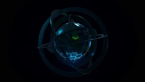 Abstract 3D render futuristic shiny sphere and objects rotating transforming Stock Footage 200947525