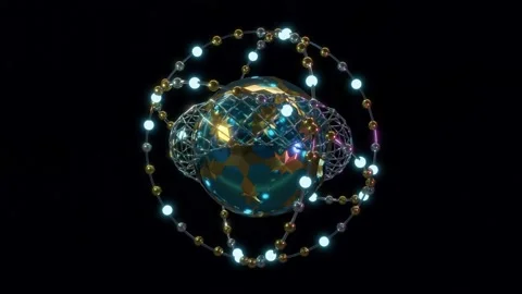 Abstract 3D render futuristic shiny sphere and objects rotating transforming Stock Footage 201336529