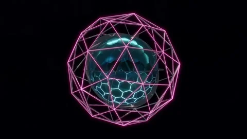 Abstract 3D render futuristic shiny sphere and objects rotating transforming Stock Footage 201336560