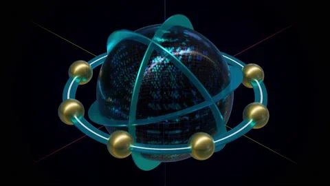 Abstract 3D render futuristic shiny sphere and objects rotating transforming Stock Footage 201336577