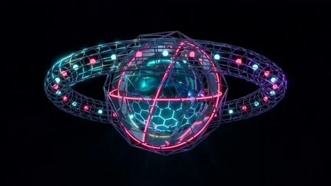 Abstract 3D render futuristic shiny sphere and objects rotating transforming Stock Footage 201336580