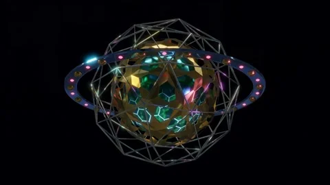 Abstract 3D render futuristic shiny sphere and objects rotating transforming Stock Footage 201735807