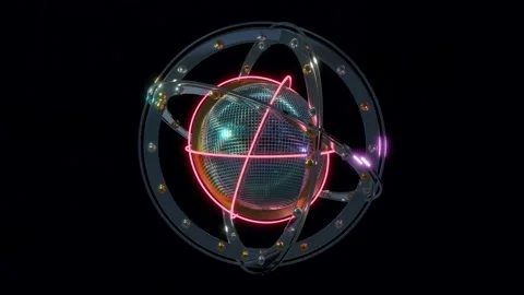 Abstract 3D render futuristic shiny sphere and objects rotating transforming Stock Footage 201735873