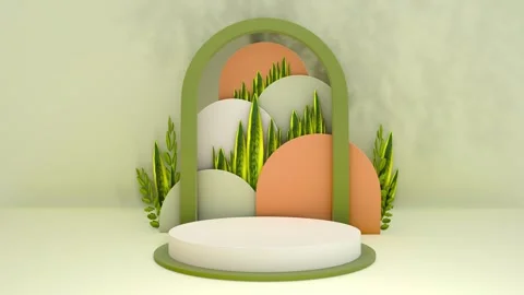 Abstract 3D render geometric  pedestal podium backdrop show display with gr.. Stock Footage 317645409