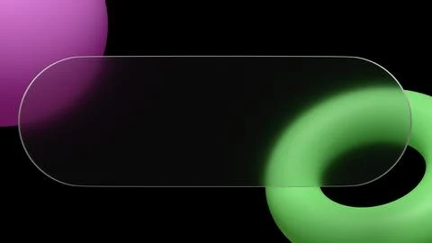 An abstract 3D render with a glassmorphism effect shows off a frosted glass.. Stock Illustration