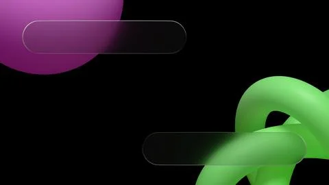 An abstract 3D render with a glassmorphism effect shows off a frosted glass.. Stock Illustration